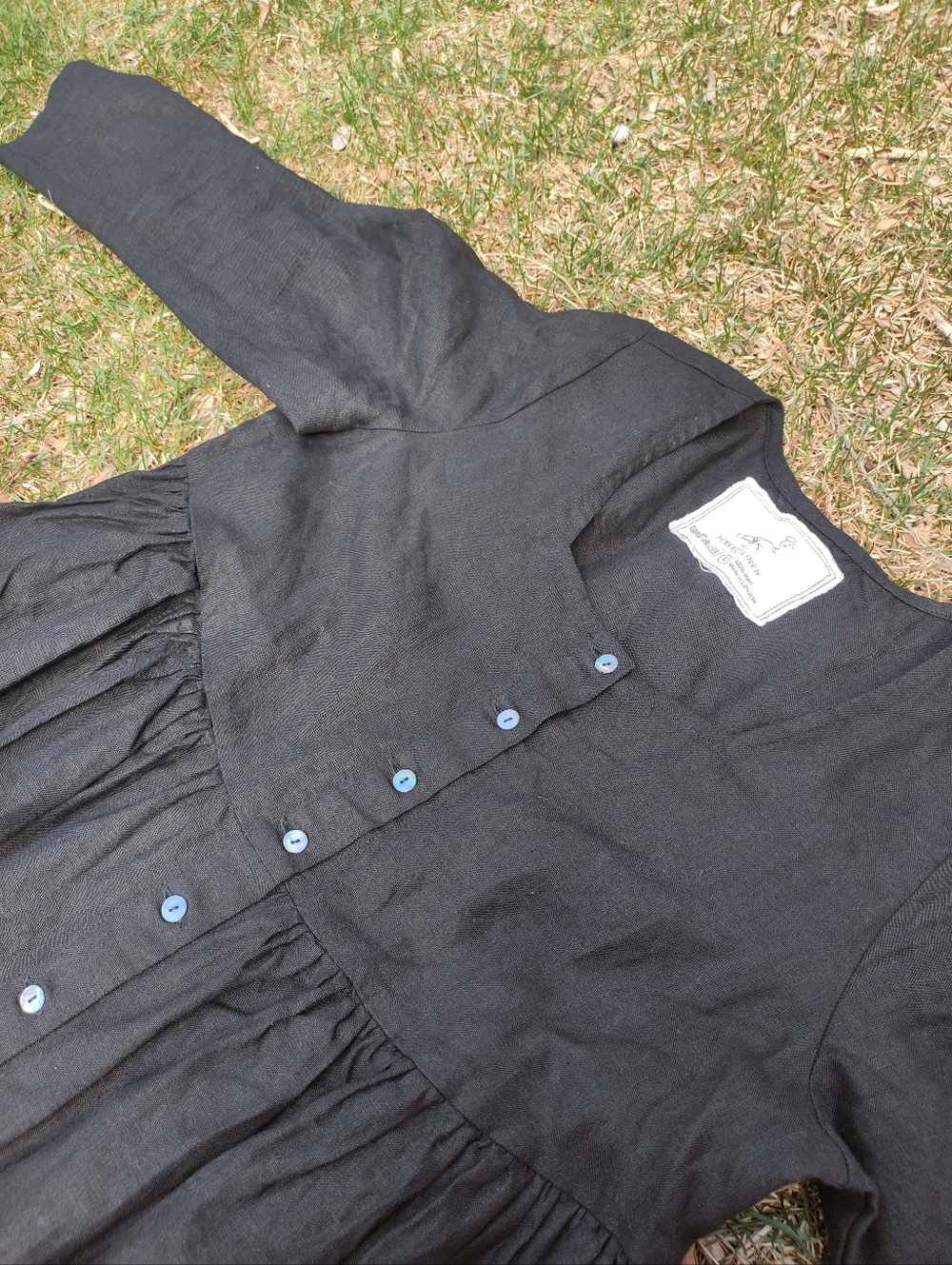 Not Perfect Linen "Mama Maxi" Dress In Black Linen, Size Large - Picture 3 of 10
